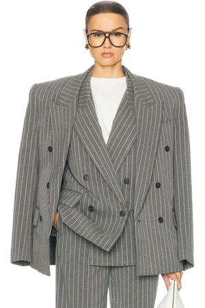 Helsa Pinstripe Double Breasted Blazer in - Grey. Size XL (also in ).