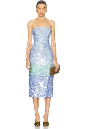 Carolina Herrera Strapless Midi Dress in - Blue. Size 0 (also in 2, 4, 6).