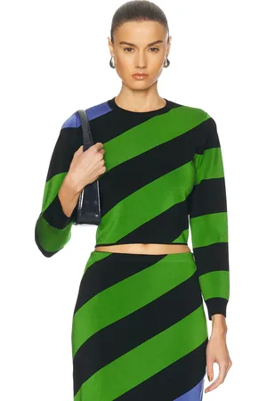 Carolina Herrera Long Sleeve Cropped Top in - Green. Size L (also in M, S, XS).