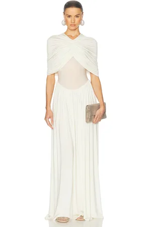 Helsa Philomena Jersey Dress in - Cream. Size L (also in XL, XS).