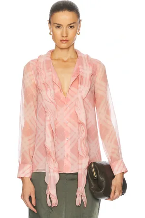 Burberry Long Sleeve Ruffle Top in - Pink. Size 2 (also in 4, 6).