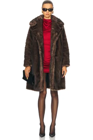 Nour Hammour Evita Faux Fur Coat in - Brown. Size 34 (also in 36, 38, 40, 42).