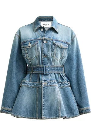 Alaïa Peplum Denim Jacket in - Blue. Size 36 (also in ).