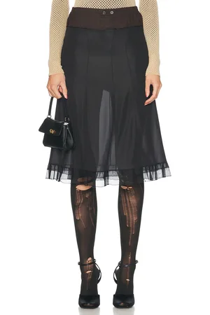 Maison Margiela Sheer Midi Skirt in - Black. Size 36 (also in 38).