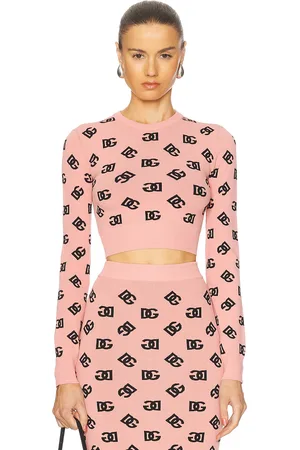 Dolce & Gabbana Crew Neck Cropped Sweater in - Coral. Size 42 (also in ).
