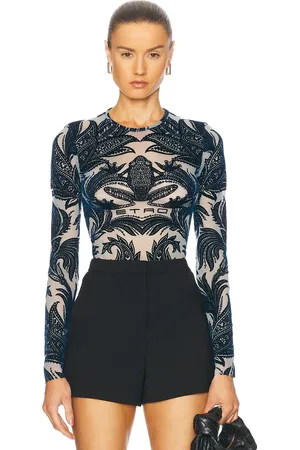 Etro Long Sleeve Top in - Navy. Size 36 (also in 38, 40, 42).