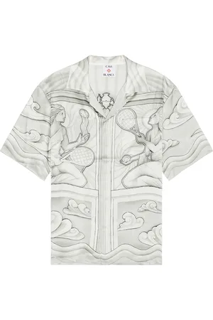 Casablanca Short Sleeve Cuban Collar Shirt in - Grey. Size L (also in S, XL/1X).