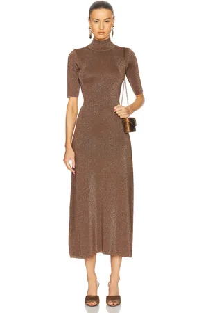 Retrofete Maribel Dress in - Brown. Size L (also in M, S, XL, XS).