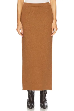 SER.O.YA Hazel Knit Maxi Skirt in - Brown. Size L (also in M, S, XL, XS).