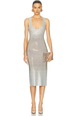 Retrofete Essie Embellished Dress in - Metallic Silver. Size L (also in M, S, XL, XS).
