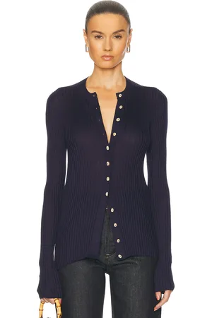 Jil Sander Rib Knit Cardigan in - Navy. Size 34 (also in 38, 40).