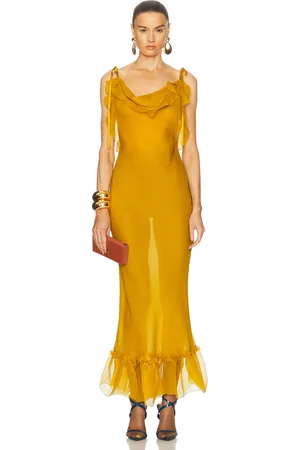 Saint Laurent Long Slip Dress in - Mustard. Size 34 (also in 38).