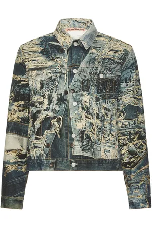 Acne Studios Torn Scribble Denim Jacket in - Blue. Size 50 (also in 52).