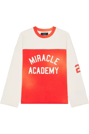 Nahmias Miracle Academy Varsity Long Sleeve T-Shirt in - Red. Size L (also in XL/1X).