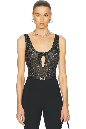 Alessandra Rich Sequin Tank Top in - Black. Size 36 (also in 38, 40, 42).