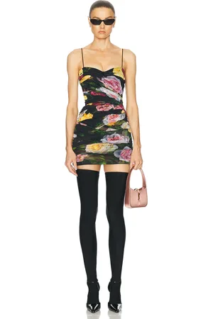 Dolce & Gabbana Tulle Stretch Mini Dress in Peonie Rose & Nero - Black. Size 40 (also in ).