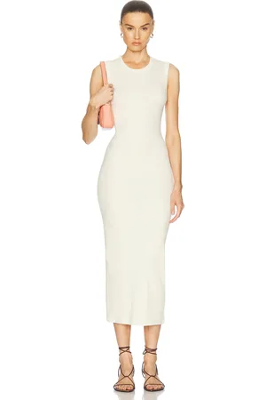 ENZA COSTA Textured Rib Sleeveless Maxi Dress in - Cream. Size L (also in M, XS).