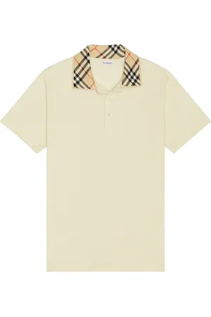 Burberry Polo With Check Collar in - Cream. Size L (also in M, S).