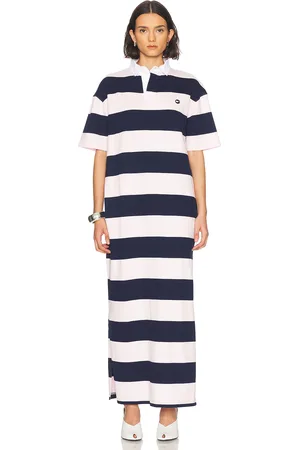 COPERNI Striped Long Polo Dress in - Blue,Blush. Size L (also in M, S, XS).