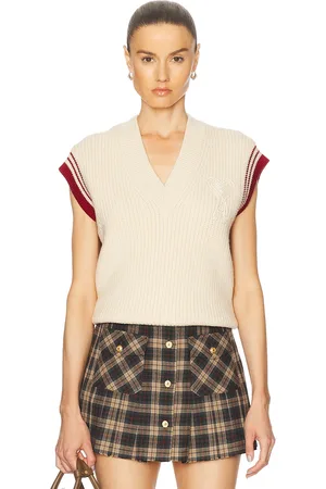 Ami Ribbed Sweater Vest in - Cream. Size L (also in M, S, XS).