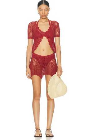 Akoia Swim Gaia Mini Skirt Set in - Red. Size L (also in S, XS).