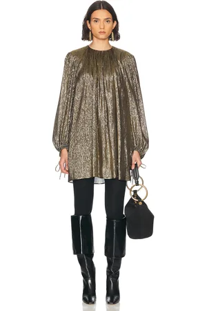 Chloé Tie Dress in - Metallic Gold. Size 34 (also in 36).