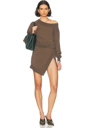 The Attico Long Sleeve Mini Dress in - Brown. Size 36 (also in 38, 40, 42, 44).