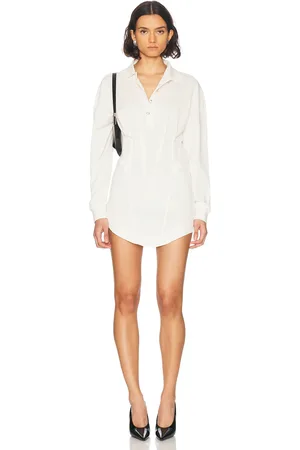 MUGLER Long Sleeve Shirt Dress in - White. Size 36 (also in 42).