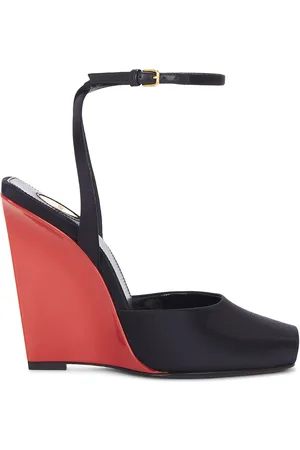 Saint Laurent La Scandale Wedge Sandal in - Navy. Size 36 (also in 36.5, 38, 38.5, 39, 39.5, 40).