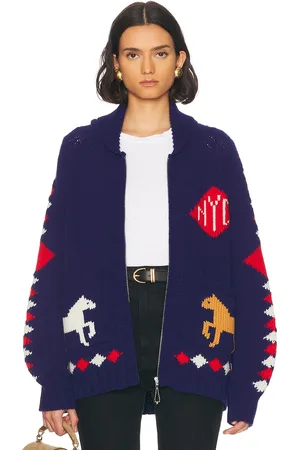 BODE Diamond Corral Cardigan in - Blue. Size L (also in ).