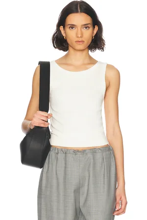 ENZA COSTA Supima Bateau Tank Top in - Cream. Size L (also in S, XS).