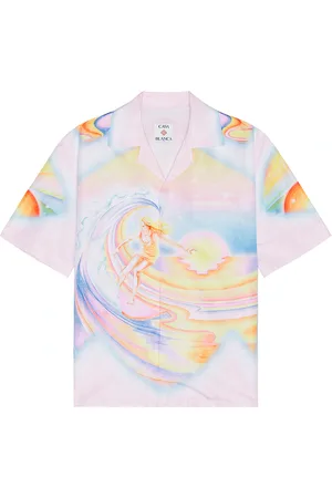 Casablanca Printed Swim Open Collar Shirt in - Blush,Yellow. Size L (also in M, S, XL/1X).