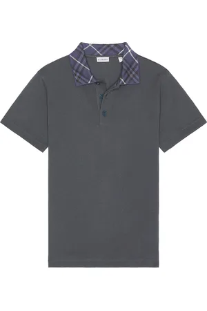 Burberry Check Collar Polo in - Grey. Size L (also in M, S, XL/1X).