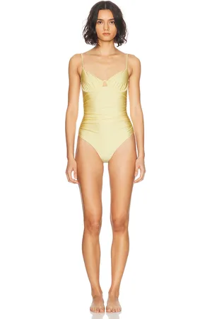 Simkhai Laine Ruched Cup Underwire One Piece Swimsuit in - Yellow. Size XS (also in ).