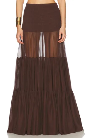 Saint Laurent Sheer Maxi Skirt in - Wine. Size 36 (also in ).