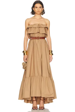 Saint Laurent Strapless Maxi Dress in - Brown. Size 36 (also in ).