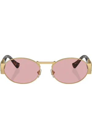 VERSACE Oval Sunglasses in - Metallic Gold. Size all.