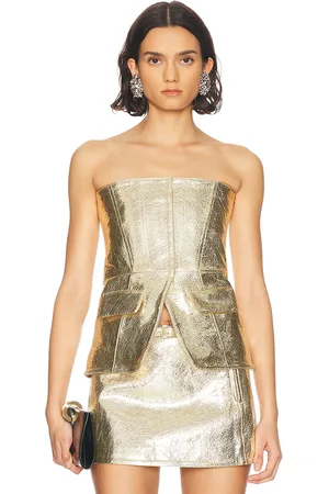 Retrofete Annie Leather Top in - Metallic . Size L (also in M, S, XL, XS).