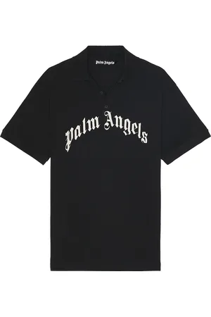 Palm Angels Curved Logo Short Sleeve Polo in - . Size L (also in M, S, XL/1X).
