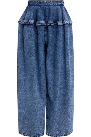 Alaïa Peplum Wide Leg in - Blue. Size 38 (also in 40, 42).