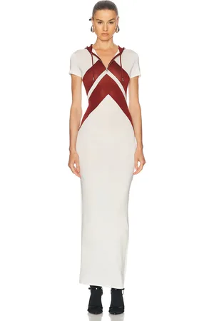 Jean Paul Gaultier Inlaid Chevron Long Dress in - White. Size L (also in M, S, XXS).
