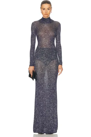 Balenciaga Sequins Knit Maxi Dress in - Navy. Size M (also in S, XS).