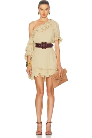 Saint Laurent One Shoulder Mini Dress in - Beige. Size 40 (also in ).