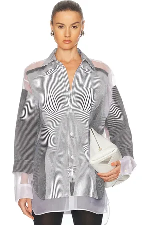 Jean Paul Gaultier Petit Grand Pinstripes Body Morphing Top in - White,Black. Size L (also in M, S, XL).