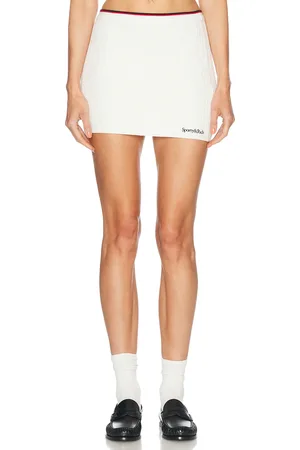 Sporty & Rich Serif Logo Mini Cable Skirt in - Ivory. Size L (also in M, S, XS).