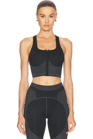 adidas Two-Tone Zipped Crop Top in - Charcoal. Size L (also in S, XS).