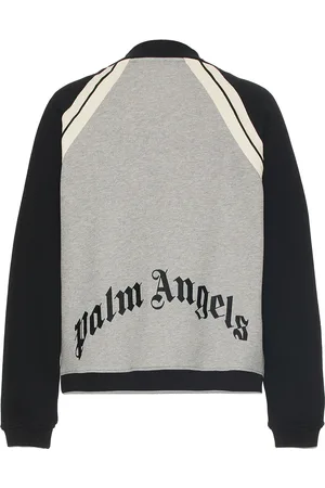 Palm Angels Curved Logo Track Varsity Jacket in - Grey. Size L (also in M, S, XL/1X).