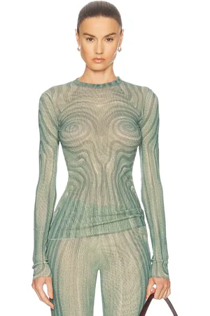 Jean Paul Gaultier Spiral Long Sleeve Top in - Blue. Size L (also in M, S, XL, XS).
