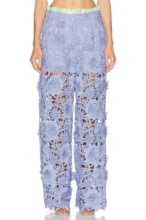AKNVAS Adrian Floral Lace Pant in - Purple. Size 2 (also in 6, 8).