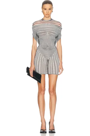 Jean Paul Gaultier Mariniere Body Morphing Short Dress in - Black,White. Size L (also in XS).